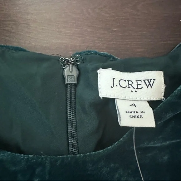 Nwt j crew velvet‎ green sheer sleeves long sleeve dress - Picture 9 of 13